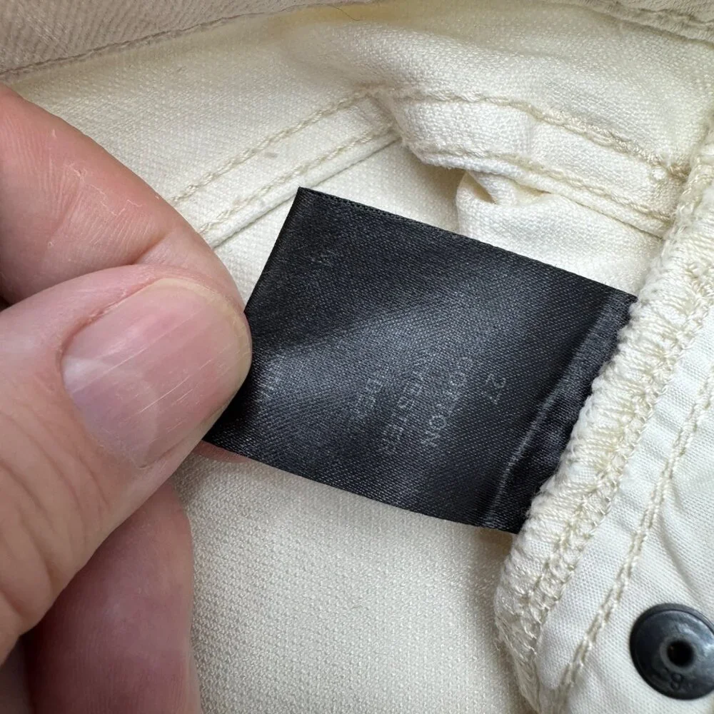 Johnny Was The Cropped Boyfriend Jean Women's Off White Pants Fray Hem, Size 27 - Picture 9 of 13